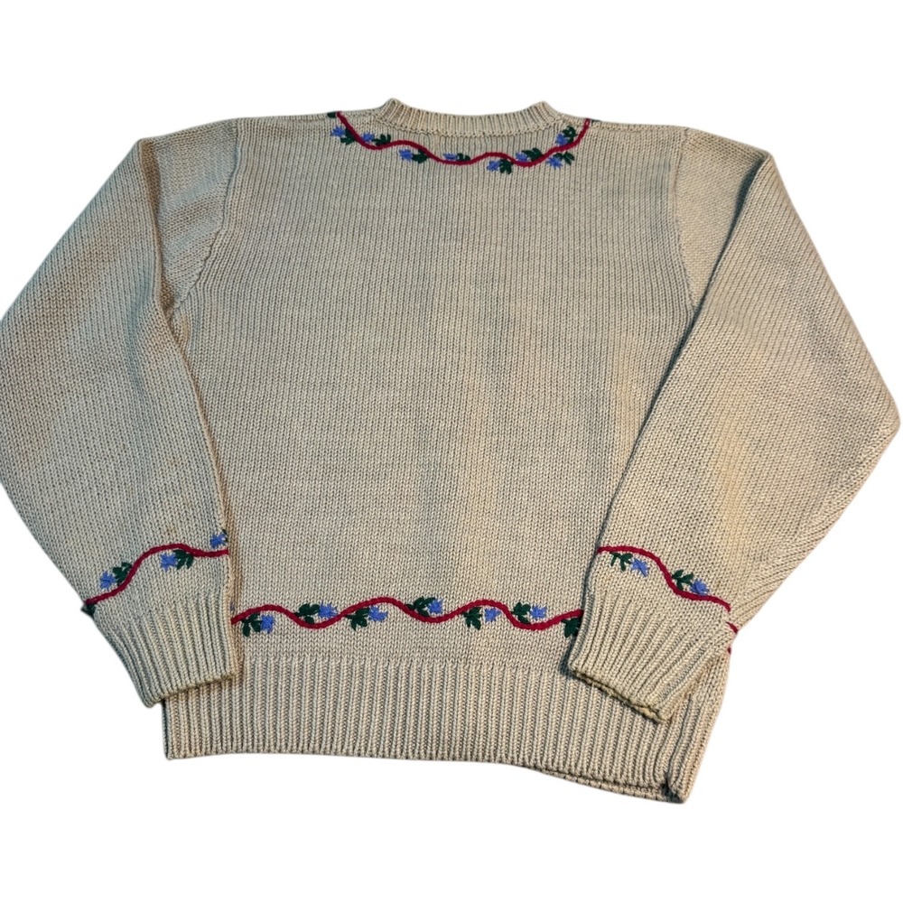 Rosslee Womens Cardigan Sweater Beige Farmhouse Scene‎ Grandma Core Size L - Picture 2 of 6